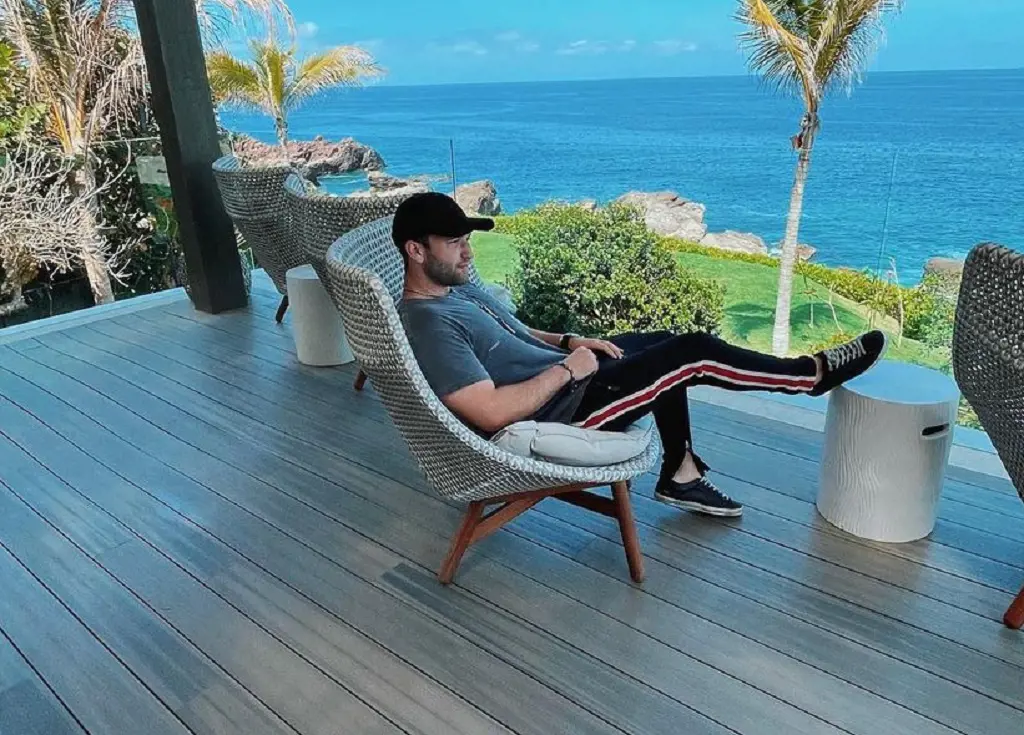 Joey enjoying his vacation a beautiful resort