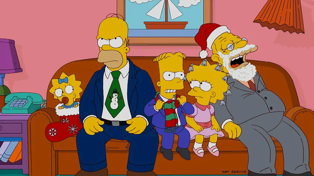 The Simpsons take Christmas card family photo