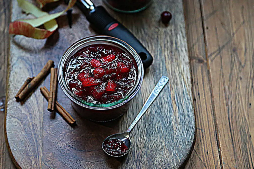 Cinnamon Apple Cranberry Sauce is a sweet side dish