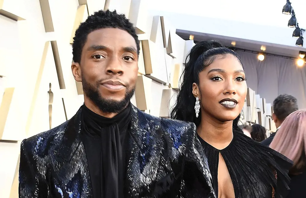 Chadwick Boseman and Taylor Simone Ledward attend the 91st Annual Academy Awards at Hollywood and Highland on February 24, 2019 in Hollywood, California