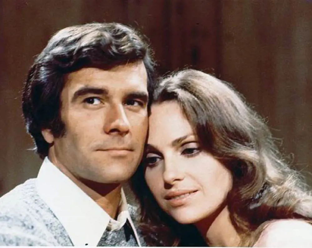 Tom Hallick and Janice Lynde in The Young and the Restless in 1973.