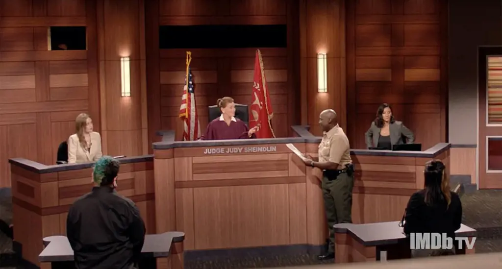 Judy Justice courtroom scene in season one