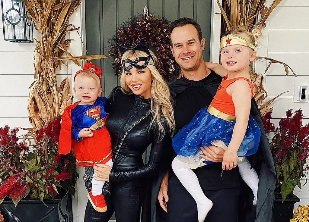 Allie Lutz with her husband, Keegan, and two daughters, Georgia and Teddie, on Halloween