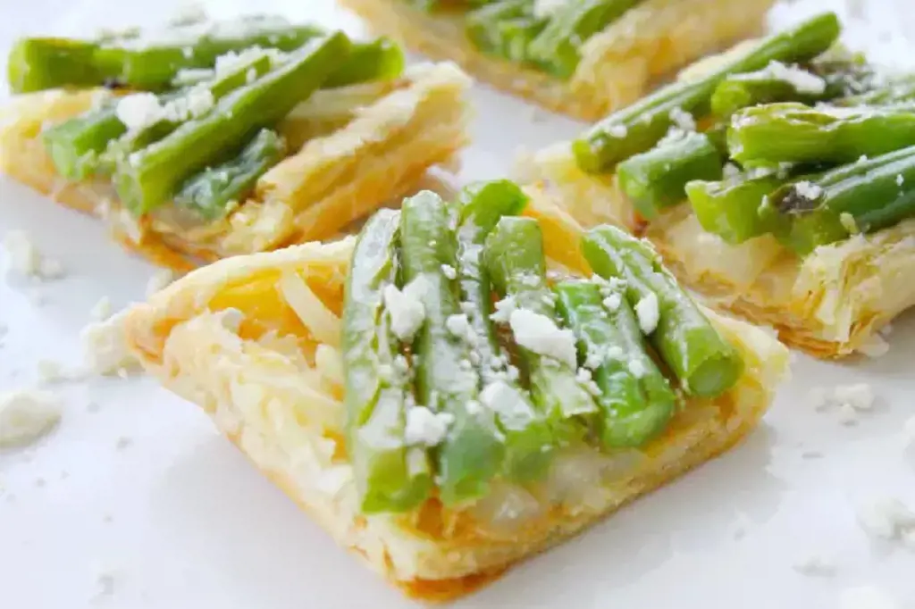 Grilled green bean and onion tarts 