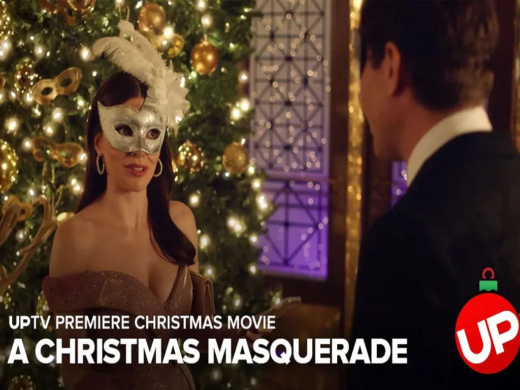 One of the scenes from A Christmas Masquerade shows the actress in a Masquerade.