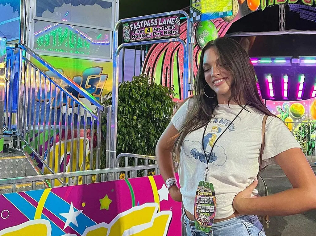 Kensington Tillo, the American female TikTok user, having fun in an amusement park.