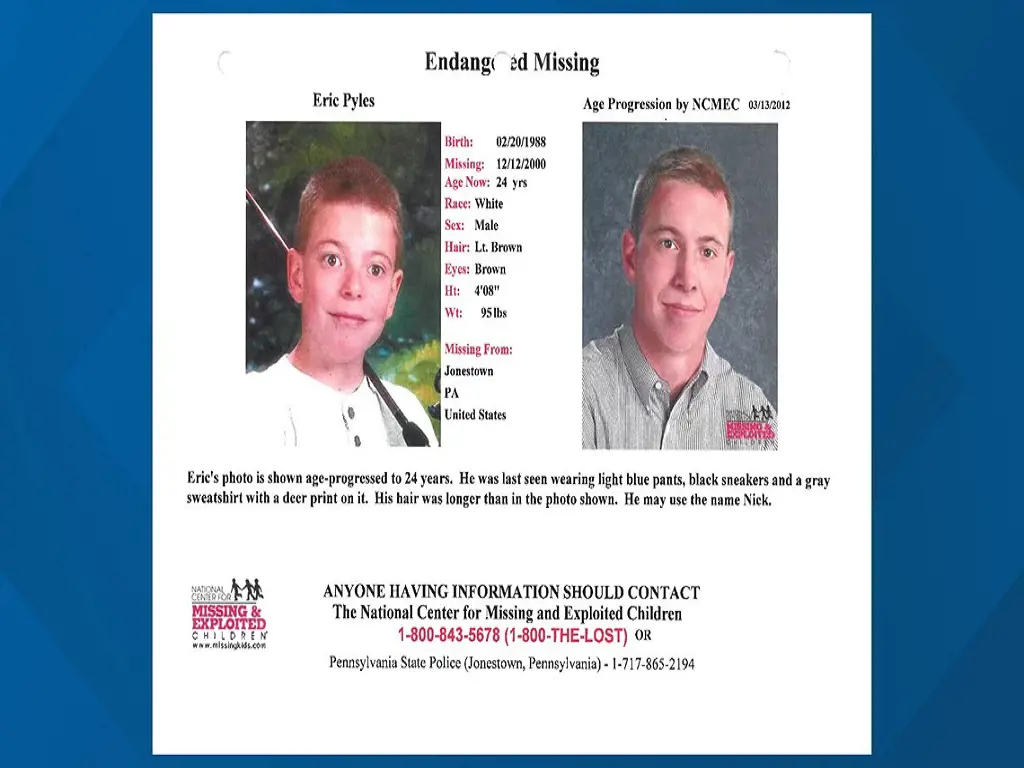 The 20th anniversary of Eric Pyles going missing was reported on Fox43.