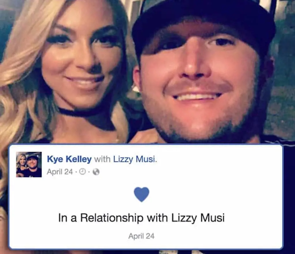Kye Kelley announced his relationship with Lizzy Musi on his Facebook.