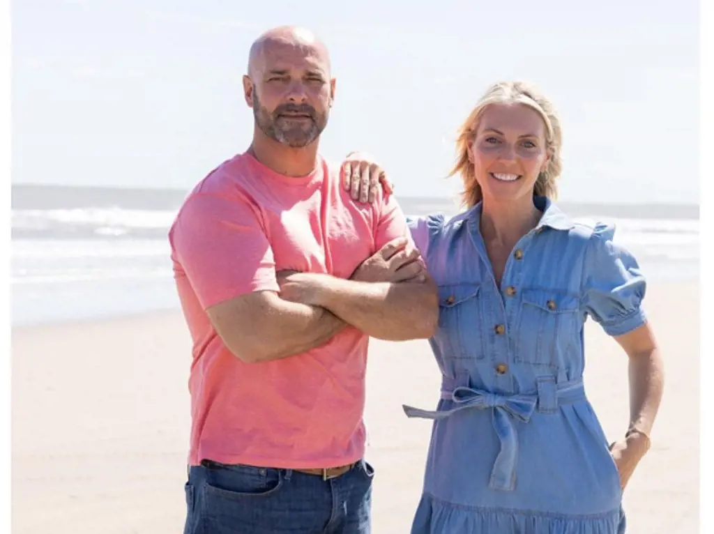 Sarah Baeumler and her husband Bryan Baeumler in the July episode of Battle on the Beach on HGTV