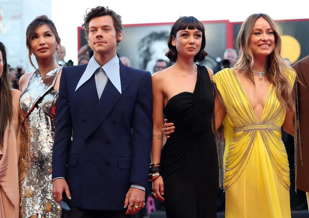  Fans Wonder If Harry And Olivia Broke Up: As Harry Styles (second from left) Kept His Distance From Director Olivia Wilde (right) At Don't Worry Darling's Venice Film Festival.