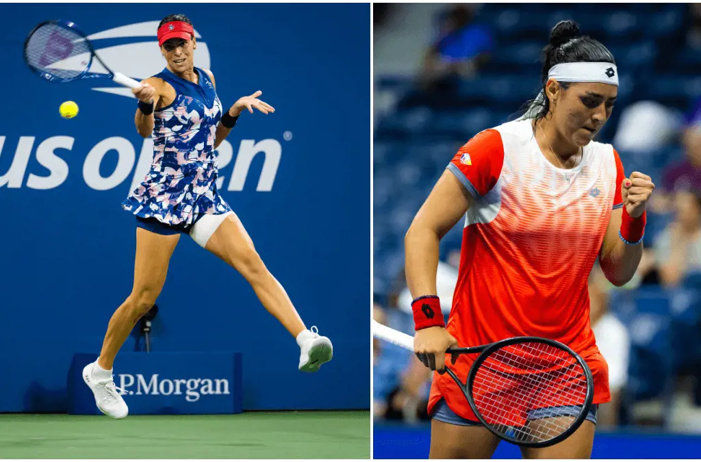 Ajla and Ons wearing their respective brands for the US Open quarterfinals. 