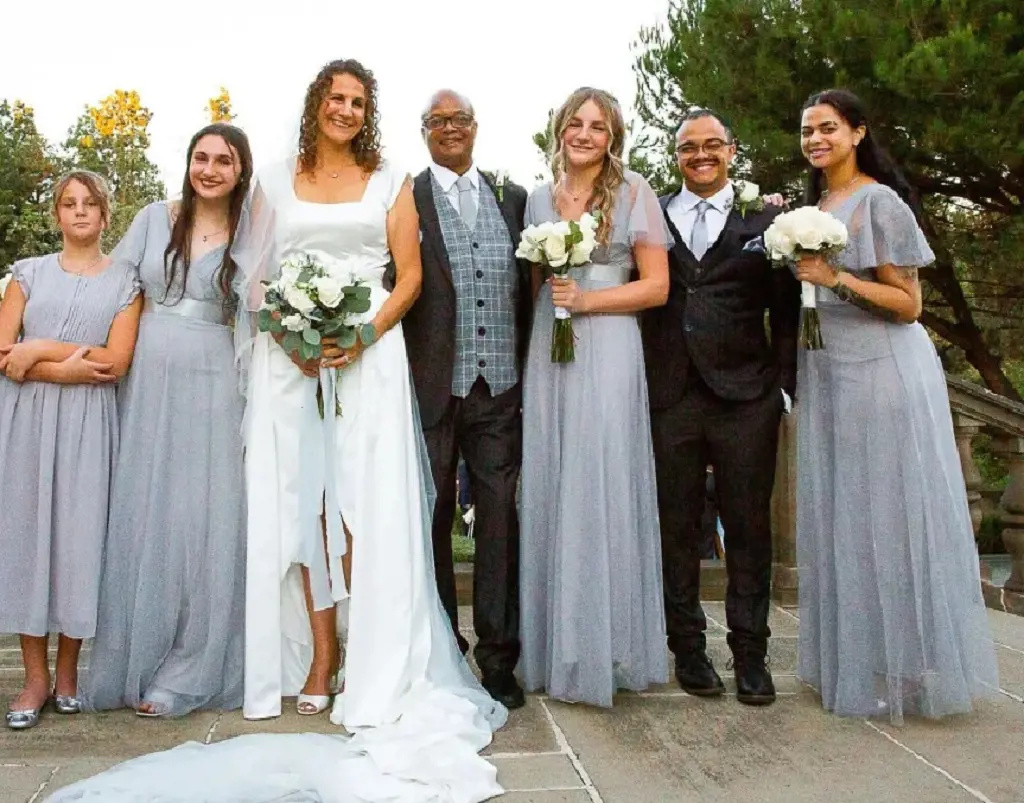 Todd Bridges with his newlywed wife Bettijo B Hirschi her three daughter including Attalie Anne, and Todd's son Spencir and Bo on the right