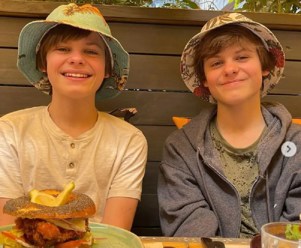 Cameron And His Twins Brother enjoying their afternoon brunch with the family