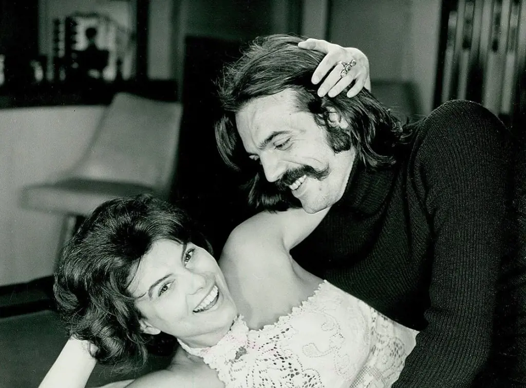 The cast of the Tattletales Michael Malone and Adrienne Barbeau in the snooker table