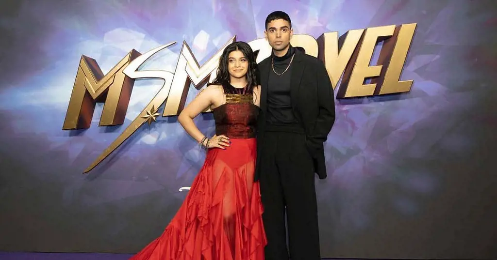 Rish Shah with Iman Vellani During London premiere of Ms Marvel
