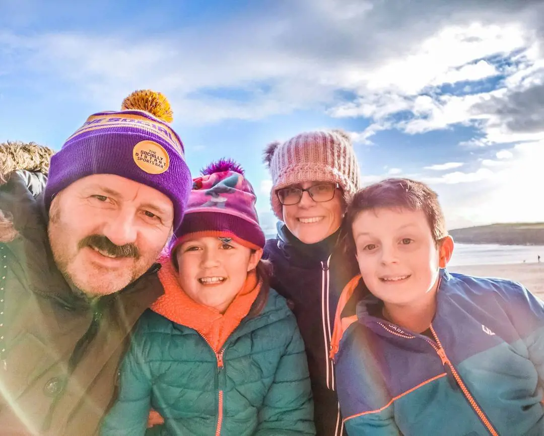 Bubbins family spending time together in winter in the afternoon on beautiful Barry Island, on December 21, 2020.