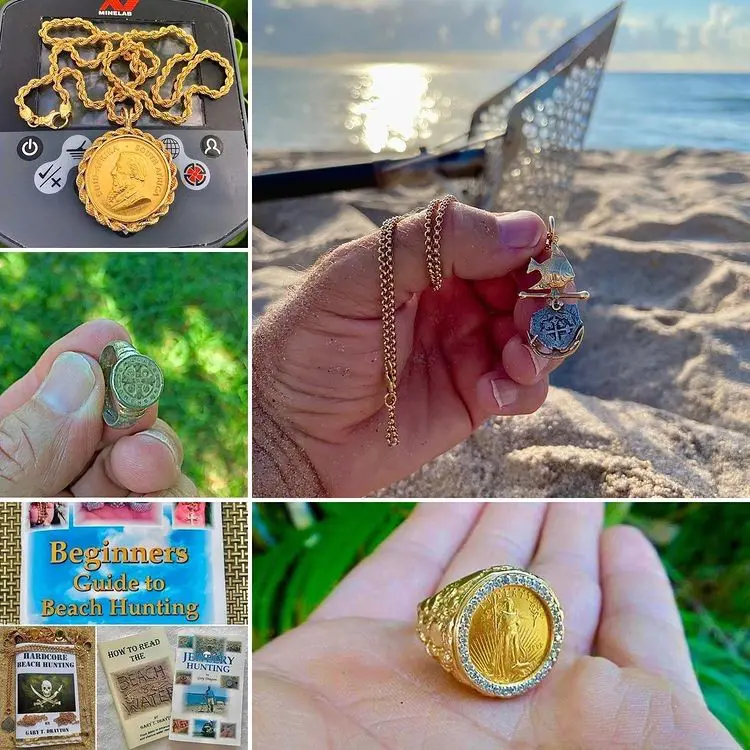 Finding coin jewelry is just another reason for Drayton to love metal detecting at the beach