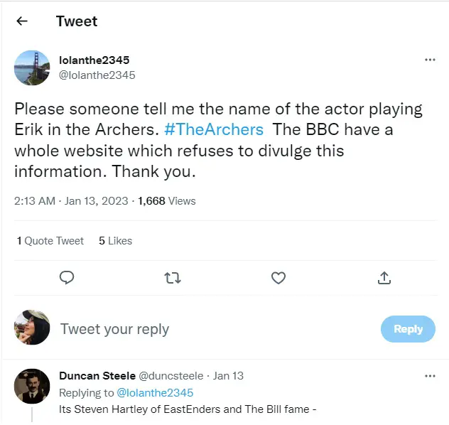 Erik in The Archers is played by Steven in the BBC show. Many of the fans were curious about Erik in the social media
