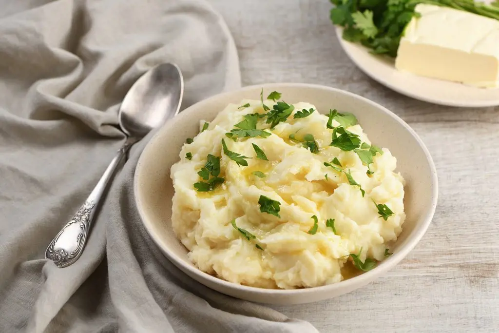 Creamy slow cooker mashed potato is cooked for a long time to make the potato tender and absorb the flavors 