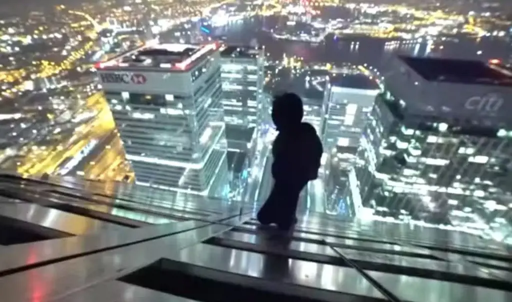 YouTuber Harry Gallagher at the age  of 19, and a friend videoed themselves sneaking past security and climbing to the top of the skyscraper 