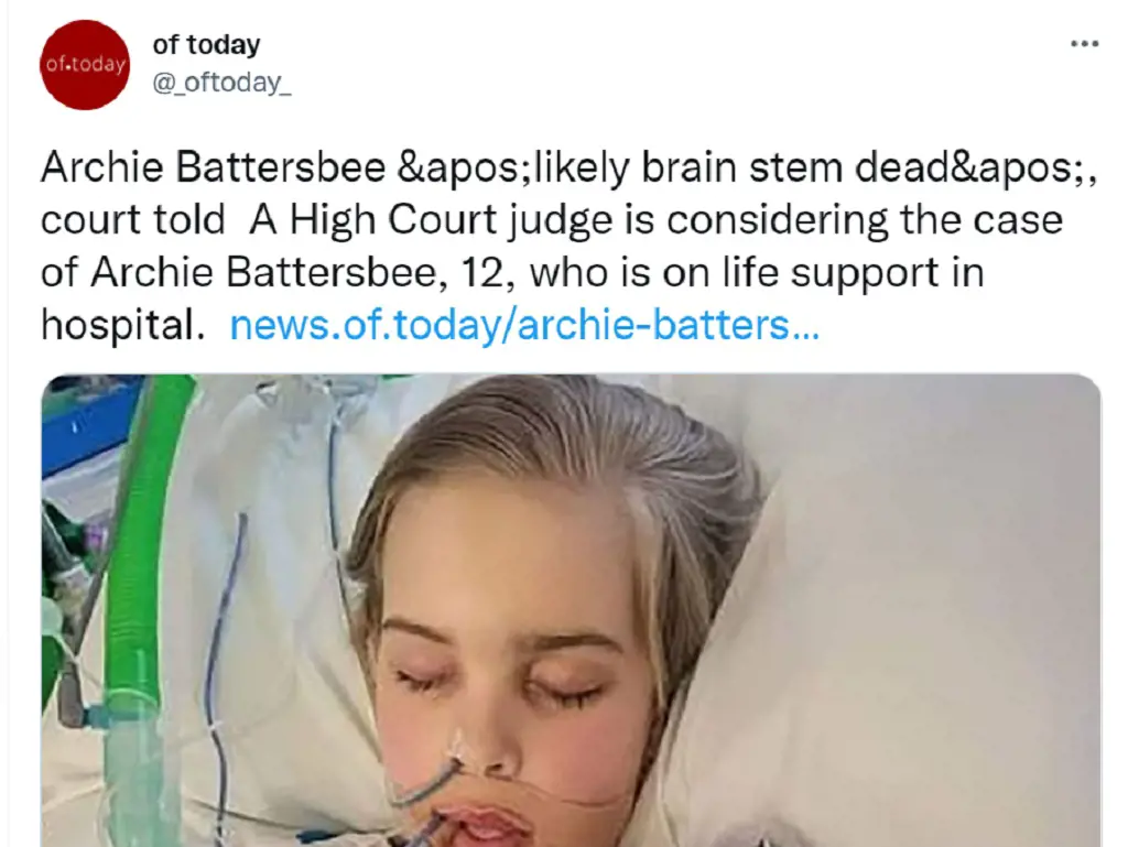 Archie Battersbee is currenlty on Life Support. Source: @_oftoday_/ twitter