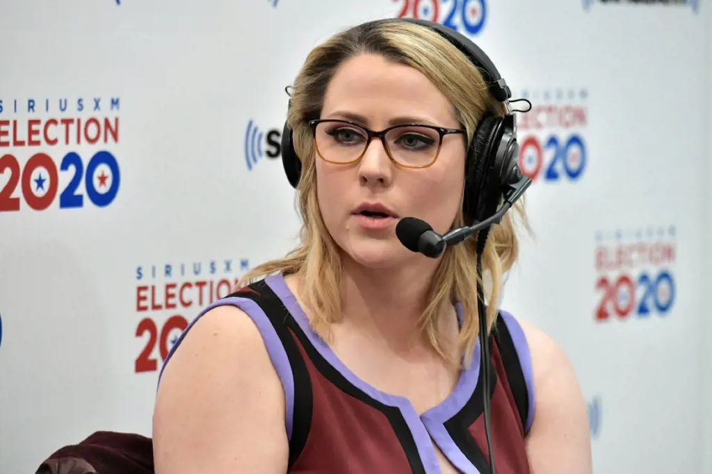 Erin Perrine during a talk program representing Trump's debate idea in 2020