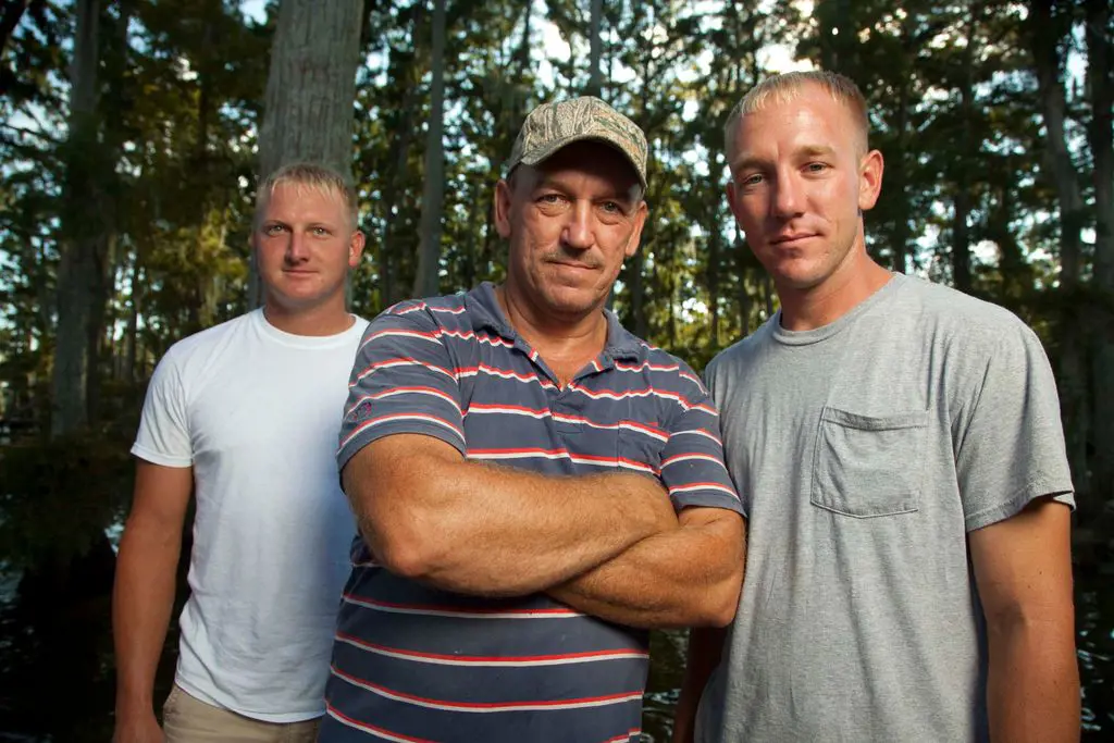 Troy Landry features in the Swamp People alongside his two sons.