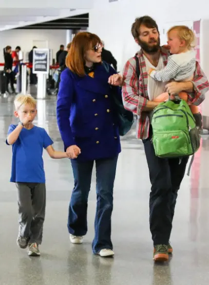 Bryce with her husband and kids at LAX Airport