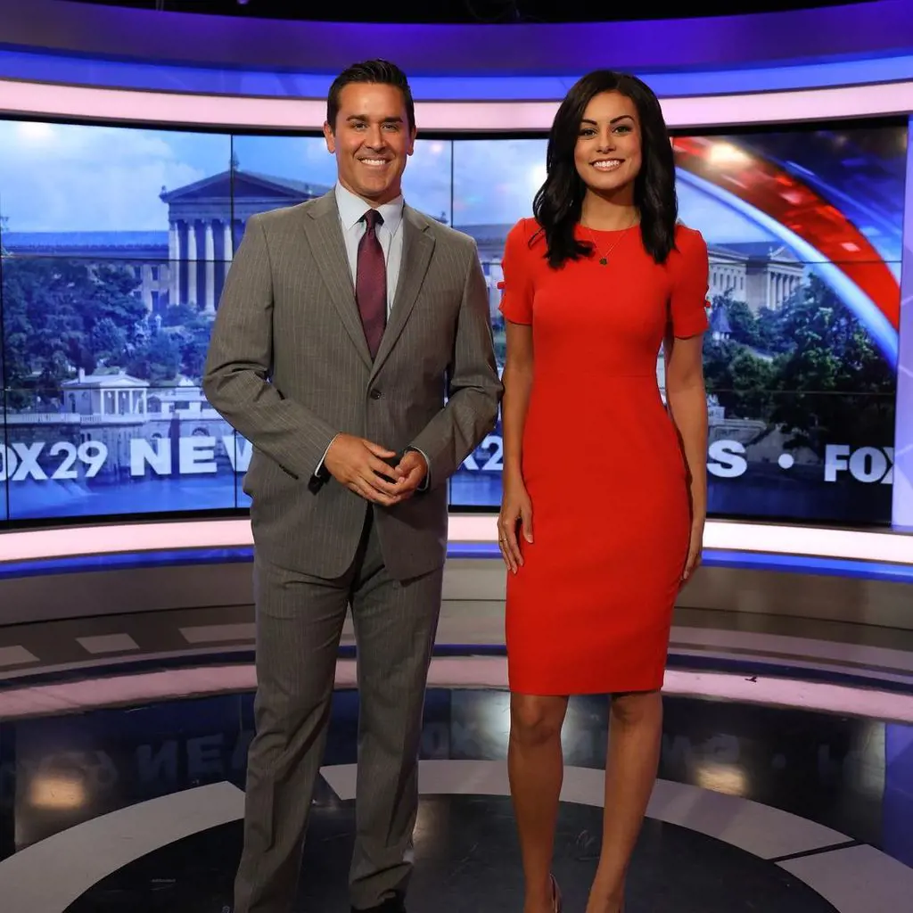 Shaina Humphries with her co-anchor of Fox 29 News, Jason Martinez. 