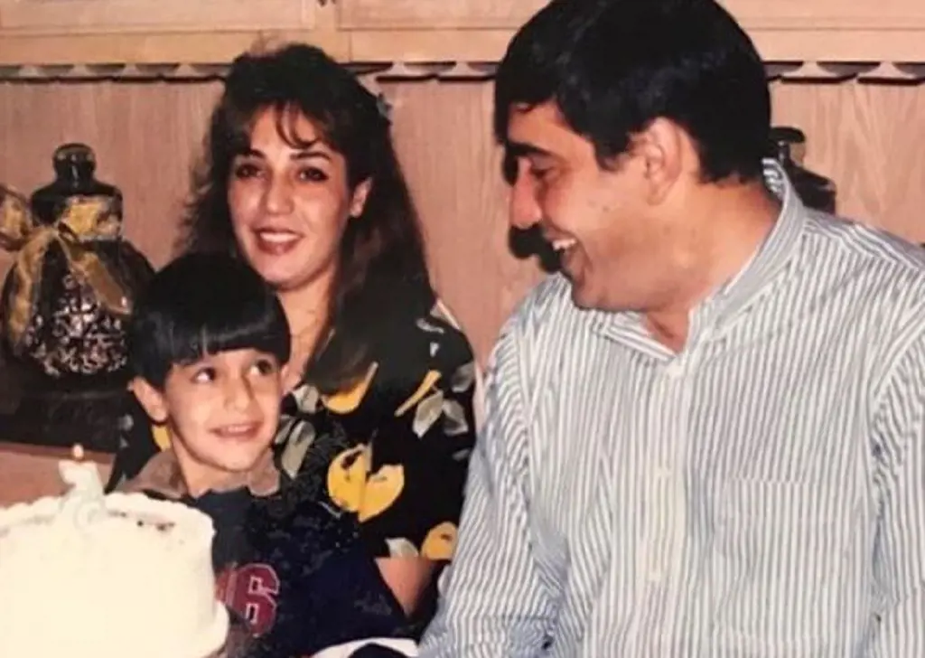 Sam Asghari with his father and mother in childhood