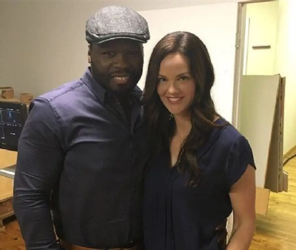 Lydia Hull with 50 cent at the set of Escape Plan: The Extractors