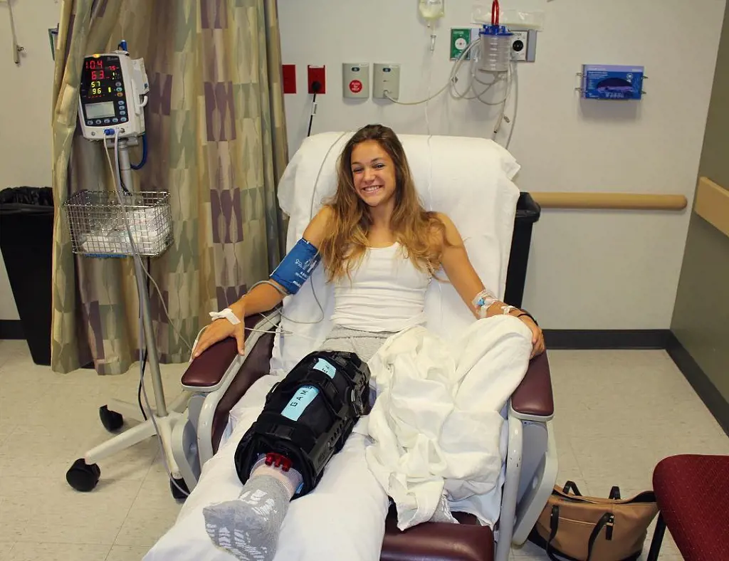 Abby Steiner after her ACL surgery in 2016