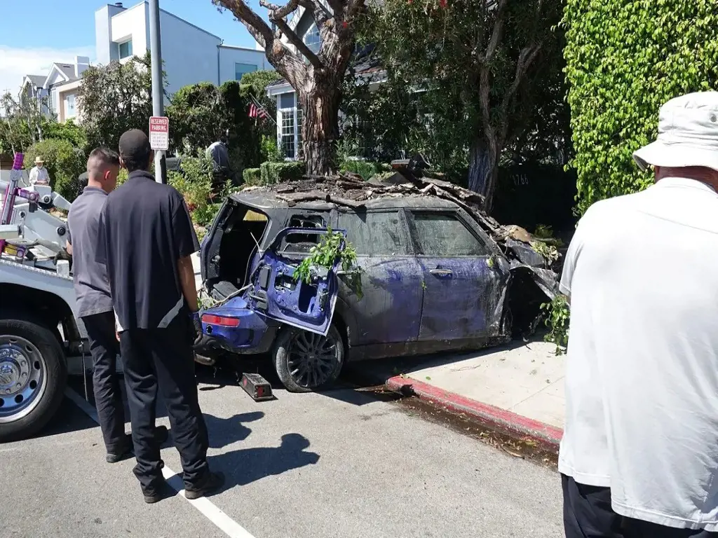 After colliding, Anne Heche's car caught fire.