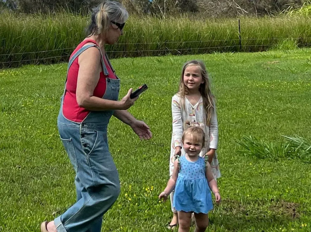 Roseanne Barr enjoys with her granddaughters on her farm