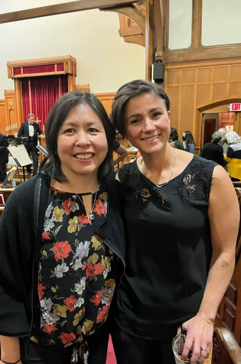 Ben's sister Christine (left) and Darcie Pickering (right) had the best cheering section for the Rockland Symphony concert on November 14, 2022