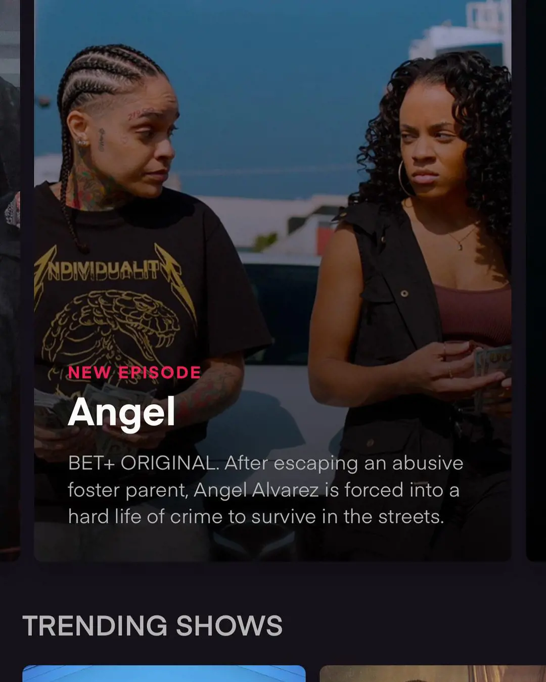 The lead role of the series sharing the screenshot of the show which is available on BET Plus