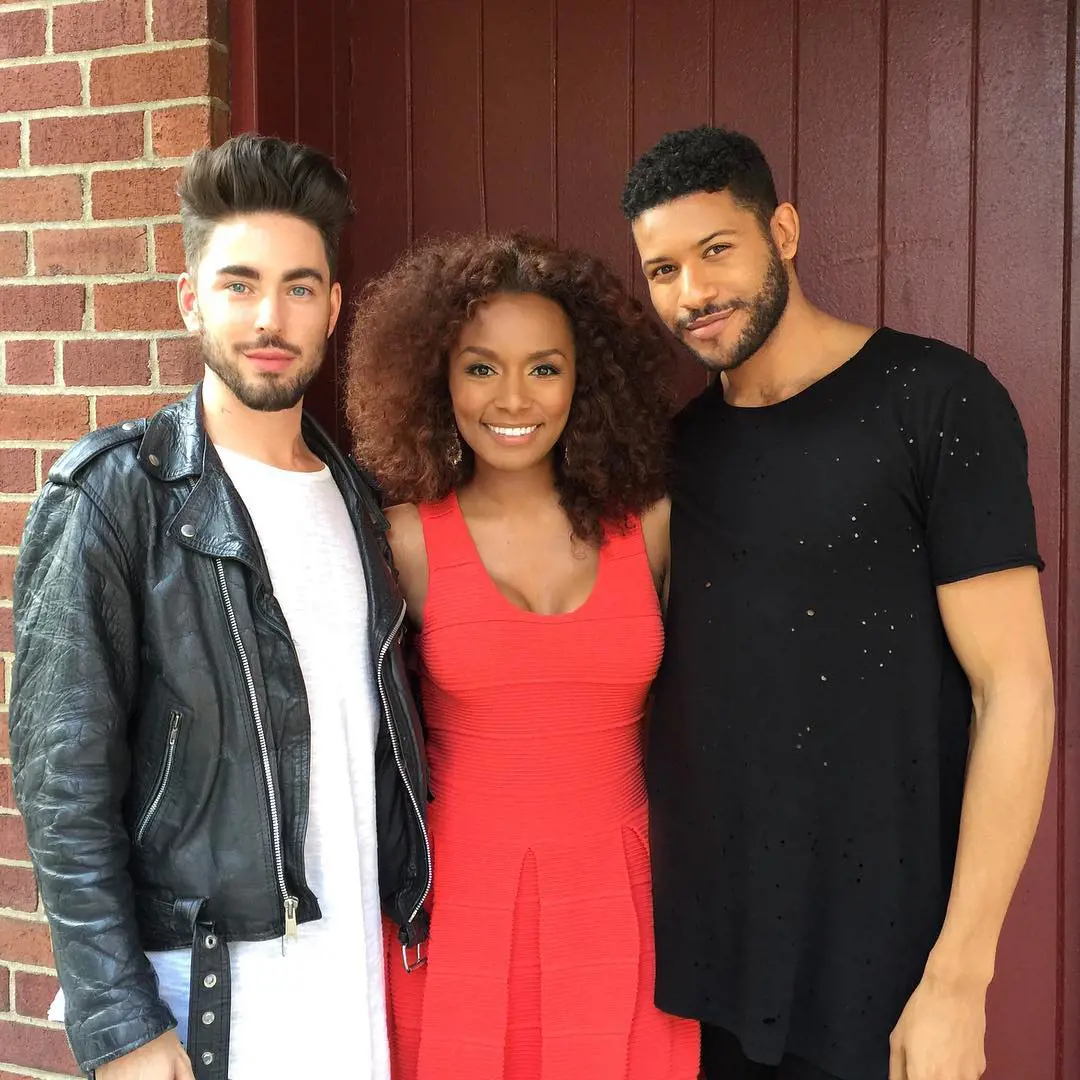 The model with his ex-boyfriend Andrew and Janet Mock.
