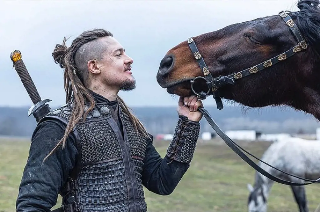 Alexander while shooting for the last kingdom tv series